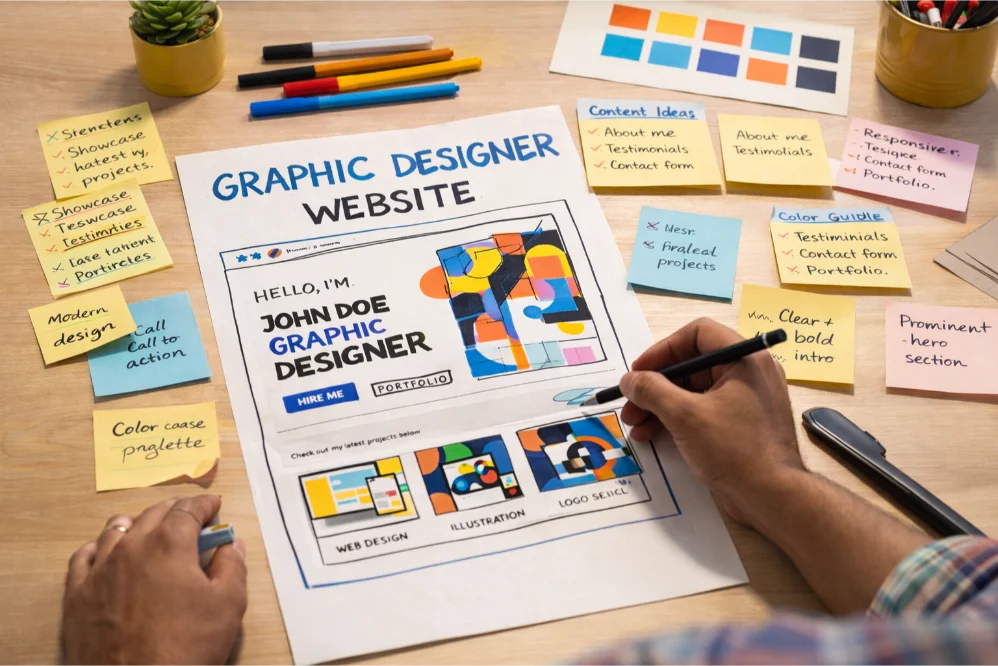 graphic designer website ui layout planning