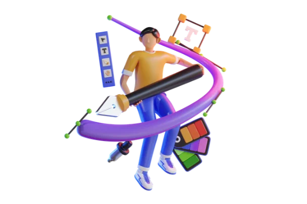 graphic designer with tools 3d icon
