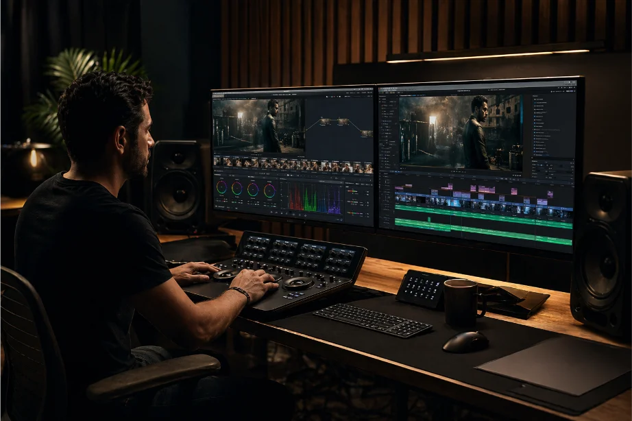 studio video editor color grading setup