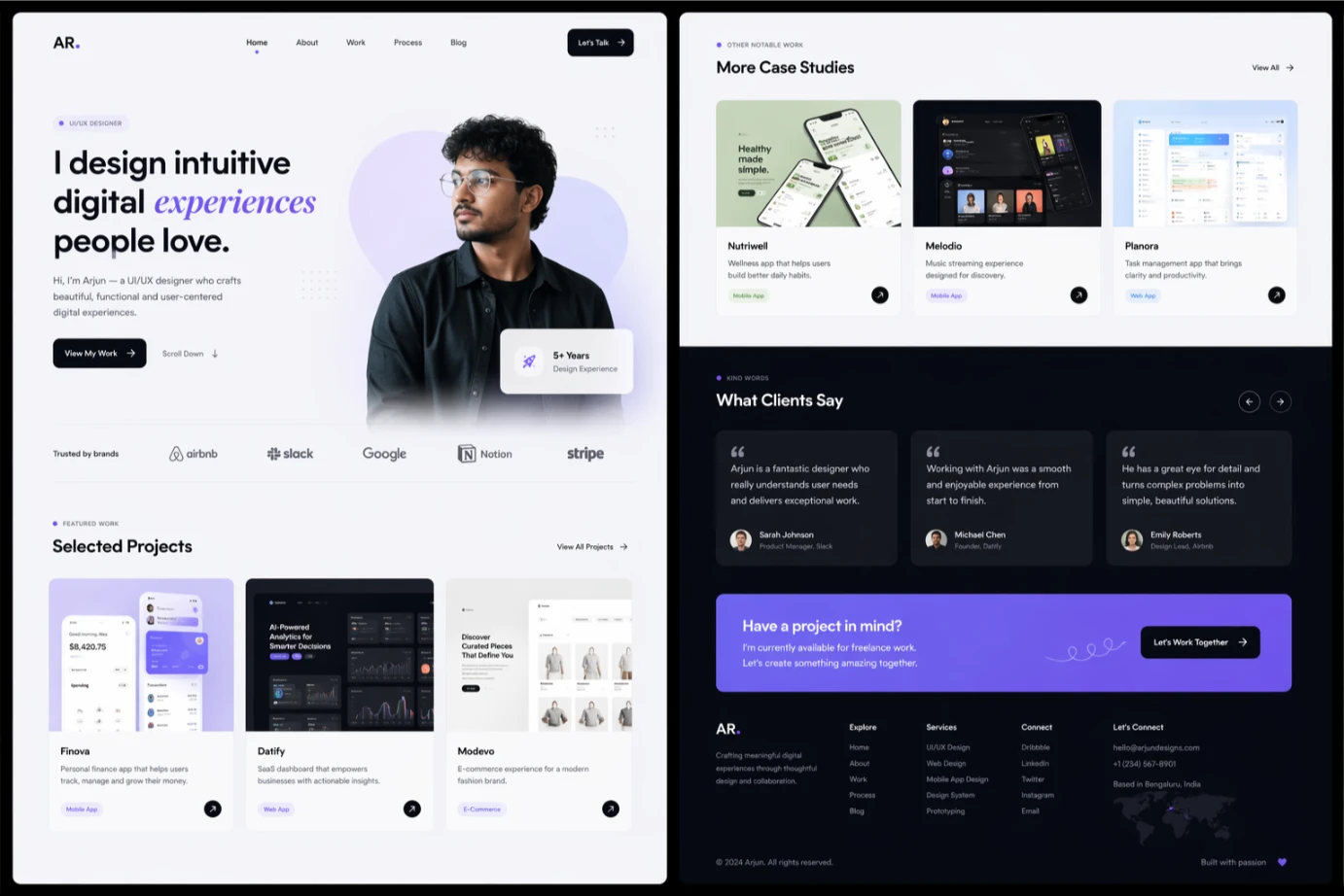 UI/UX designer premium portfolio website