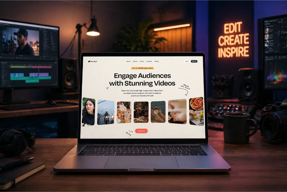 video editing portfolio website mockup laptop