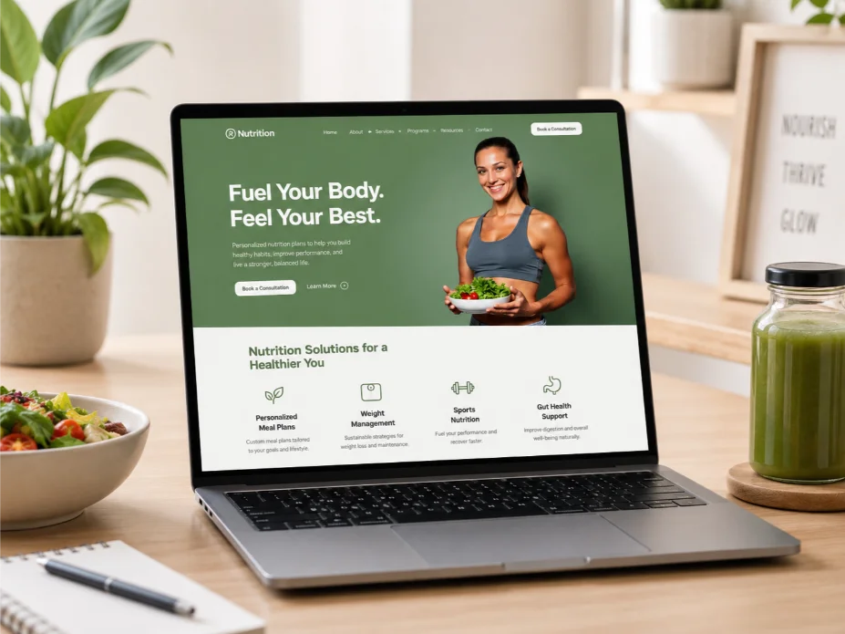 fitness dietician website mockup