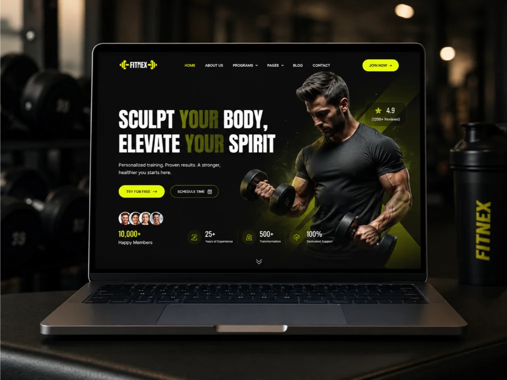 fitness trainer website mockup