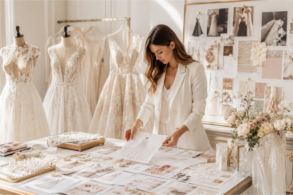 Luxury bridal fashion designer studio planning