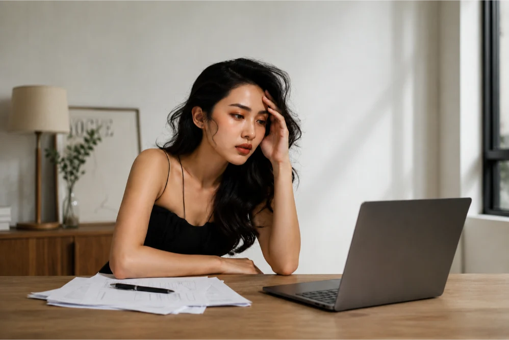 model bit stressed and pondering