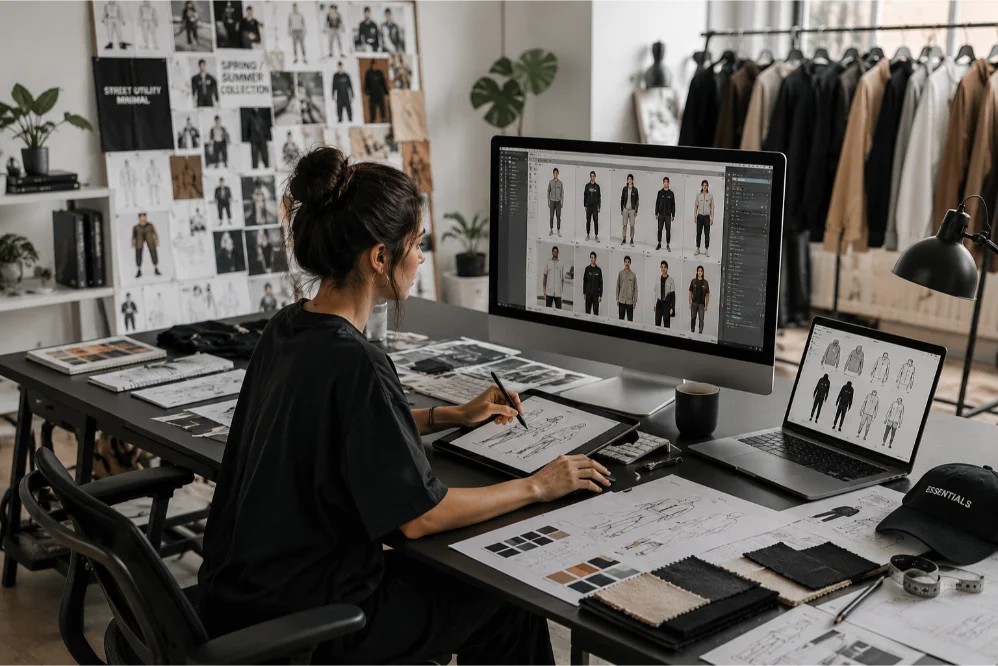Modern Ready to wear fashion design workspace