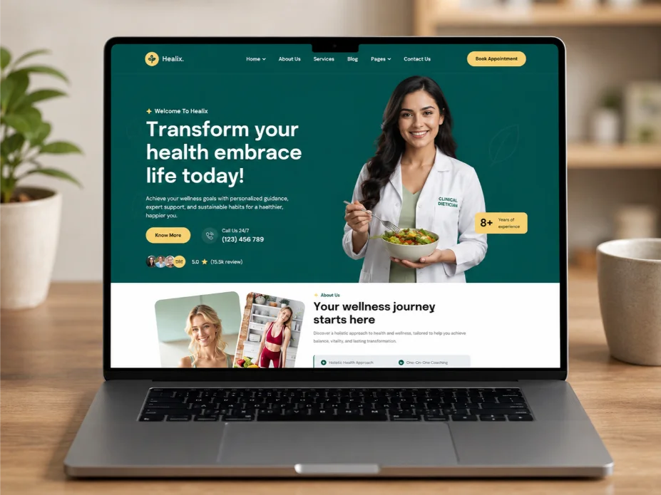 nutritionist website laptop mockup