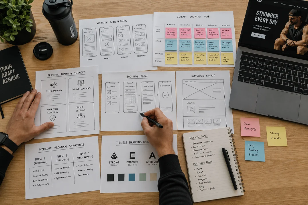 Personal Trainer website wireframing and planning layout