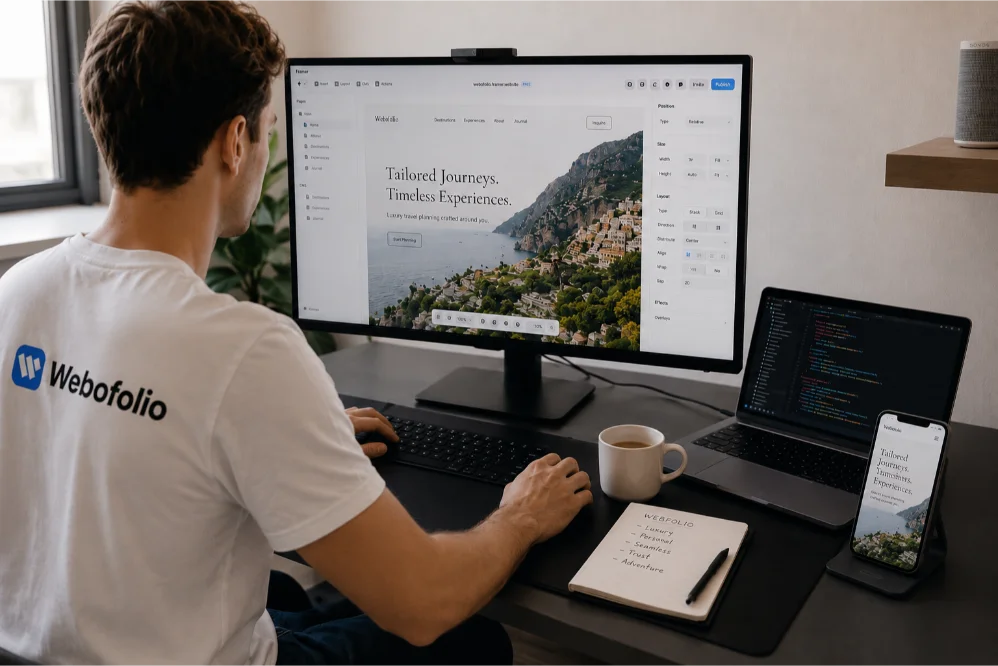travel planner web design in framer
