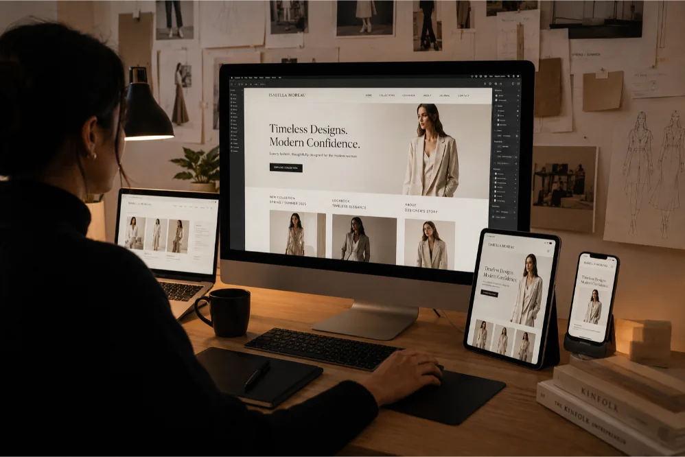 web design of fashion designer portfolio site
