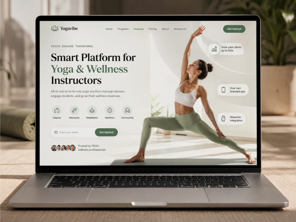 Yoga wellness Instructor Website laptop mockup