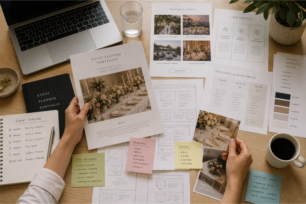 event portfolio site wireframing