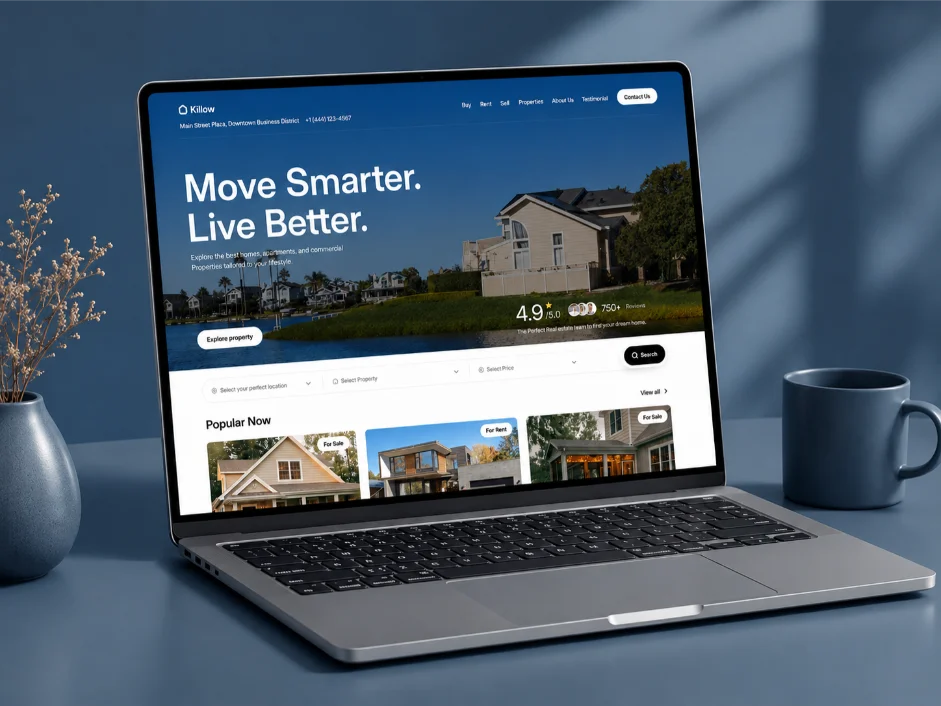 real estate website macbook mockup blue studio