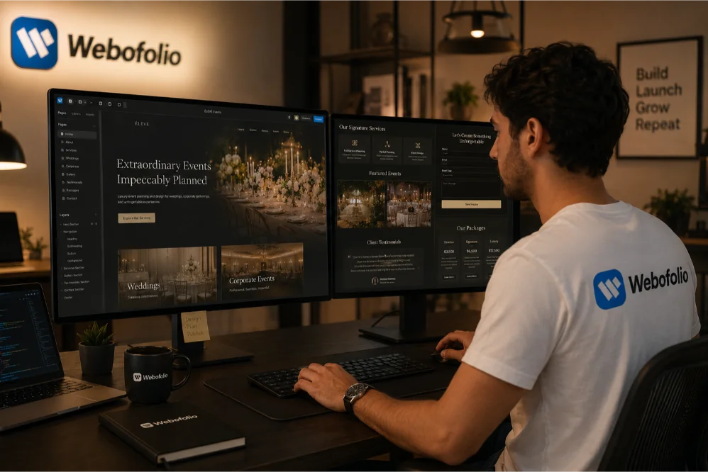webofolio developer designing event portfolio site